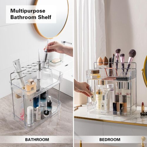 2tier Acrylic Makeup Organizer Stylish Counter Organizer For Vanity And Bathroom - Picture 2 of 6