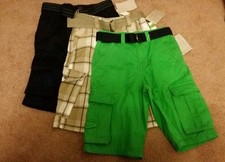 NWT-Lot of 3 boys size 12 shorts with belts BACK TO SCHOOL