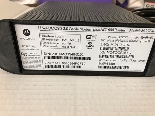 Motorola MG7540 Modem Router Combo Plus Netgear WiFi Extender - Picture 4 of 6