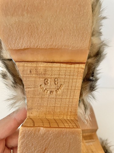 Free People Faux Fur Sonnet Clogs Wooden Slide Sandals Gray Combo 38/ Us 7- 7.5 - Picture 11 of 11