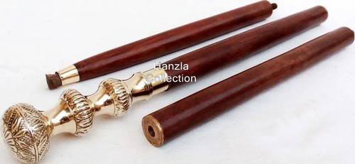 BASTONE DA PASSEGGIO IN LEGNO MANICO TESTA OTTONE VITTORIANO STILE ANTICO VINTAGE REGALO - Foto 6 di 6