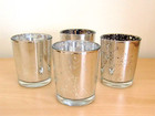 Speckled Silver Glass Tea Light Holders x 4