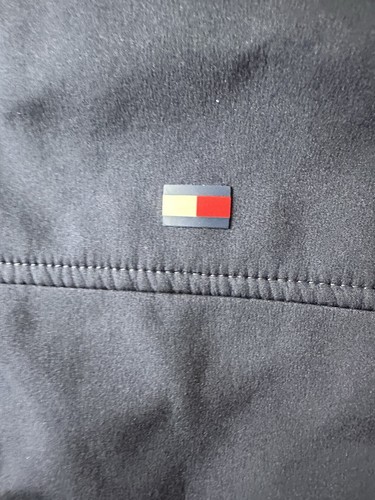 Tommy Hilfiger Men's Hooded Jacket Water Resistant, Light Soft Shell Navy Spot - Picture 8 of 14