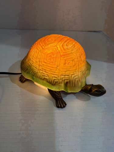 Turtle Accent Lamp Amber & Green Glass Shell & Bronze Base - Picture 3 of 8
