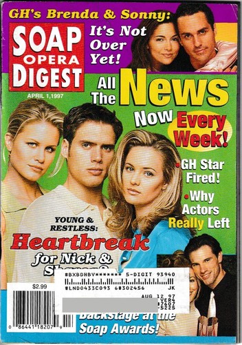 SOAP OPERA DIGEST Magazine April 1, 1997 Joshua Morrow Sharon Case Josie Davis - Bild 1 von 3
