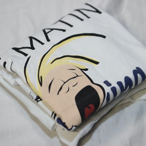 VTG Cannes Spirit Design French France Tee Je Hais Le Matin Calvin T Shirt Sz 14 - Picture 12 of 14