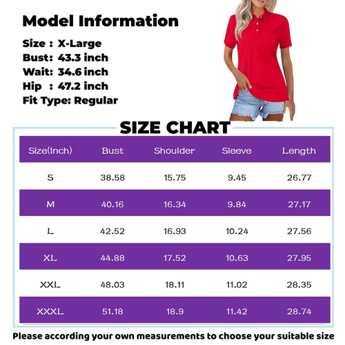 Women's Golf Polo Shirts UPF 50+ Quick Dry Ladies Tenni Shirts Short Sleeve - Picture 42 of 48