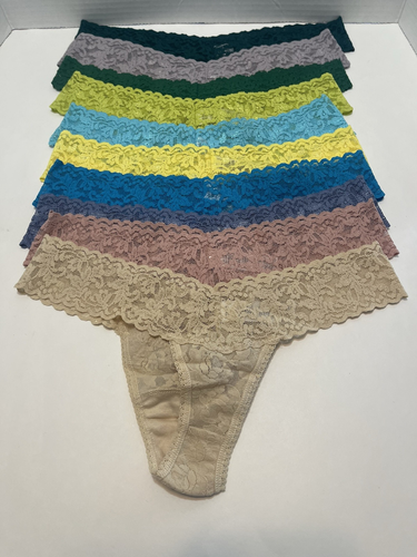 HANKY PANKY LACE LOW RISE THONG SET OF 10 ASSORTED COLORS ONE SIZE - Picture 2 of 15