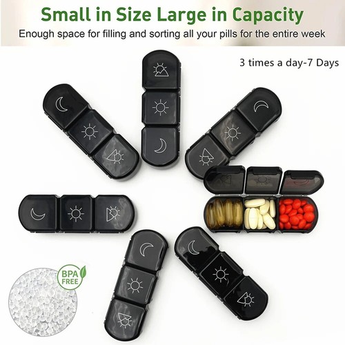 Weekly Pill Box 7 Day-21 Compartment Tablet Organiser Medicine Storage Dispenser - Picture 6 of 7