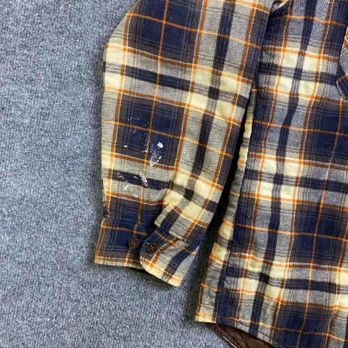 Herbert John Camicia Uomo Media Bottoni Plaid Flanella Giacca Trapuntata Arancione - Foto 2 di 8