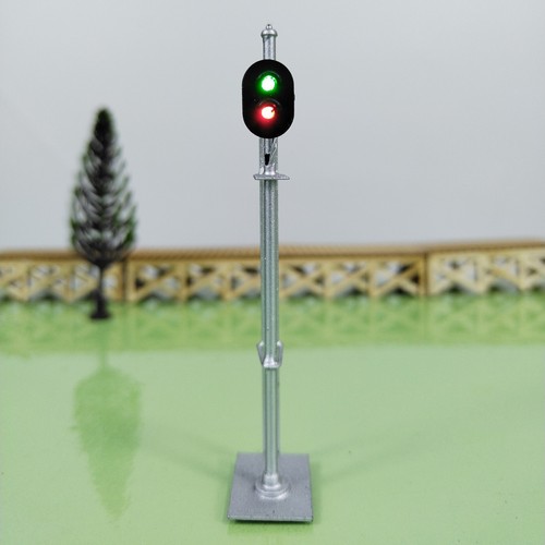 1 x HO scale model railroad 2 aspects block signal LED green/red silver #K02Sr - Picture 4 of 6