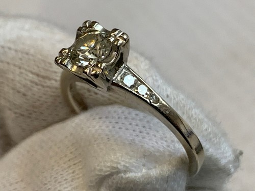 14K White Gold Ring 2.49g Fine Jewelry Size 6.25 Band Clear Round Stone *READ* - Picture 22 of 24