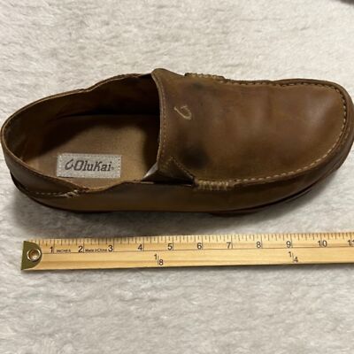Olukai Mens US Sz 10M Moloa Brown Leather Slip On Loafer 