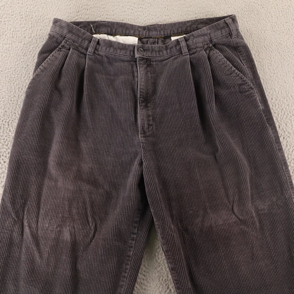 Pantalones Croft & Barrow Para Hombre 38 Gris 100% Algodón Plisado Puños Pana 38x30 Foto 2 de 4