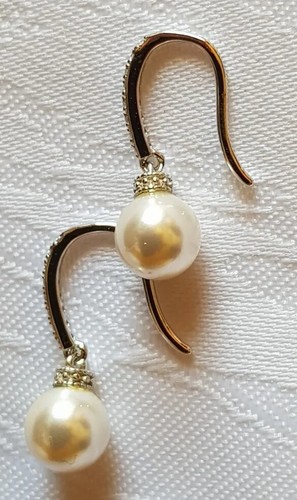 Klassisch schöne 925 Silber Ohrringe / Ohrhänger mit großer Perle und Zirkonia - Bild 7 von 21