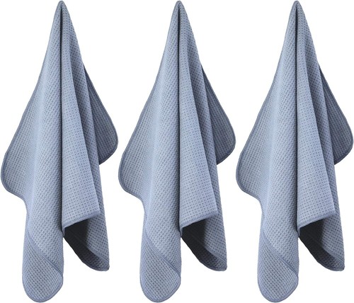 Microfiber Kitchen Dish Hand Towel Waffle Weave 12 Pack 16x28 in, Gray - Picture 3 of 7