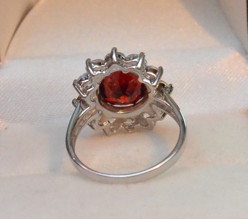 Grosse Bague Rhodié T50 à 62 Marquise de Rubis Cz Argent 925 Dolly-Bijoux - Picture 4 of 9