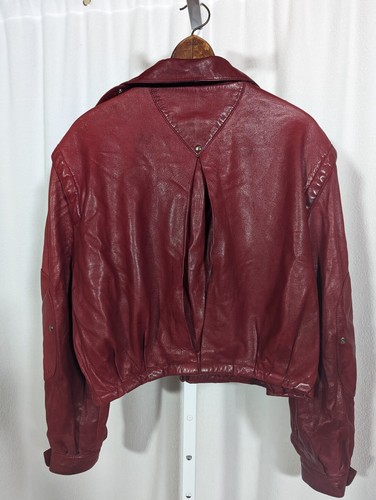 Claude Montana Pour Ideal Cuir Rot Motorrad Vintage Lederjacke Frankreich 42" - Bild 3 von 10