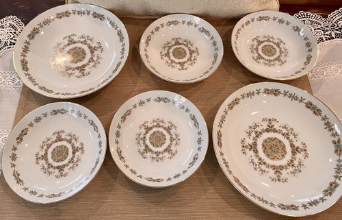 Norleans Summer Garland Bowls 2 Soup Bowls 4 Fruit Bowls Vintage MCM - Picture 2 of 8