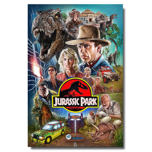 Affiche de film Jurassic Park impression de film classique peinture art mural image 24x36 - Photo 1 sur 5