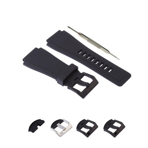 WBco 24mm Rubber Watch Band Fits For Bell &Ross Aviation BR-01 BR-03 w/Gift Tool - Zdjęcie 3 z 21