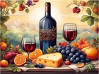 Tile Mural Wine Cheese Oranges Still Life Kitchen Wall Backsplash Marble Ceramic