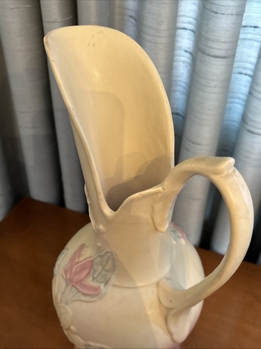 Hull USA Kunstkeramik rosa und gelb Magnolie Ewer #18 Henkel Krug 13,75" - Bild 6 von 10