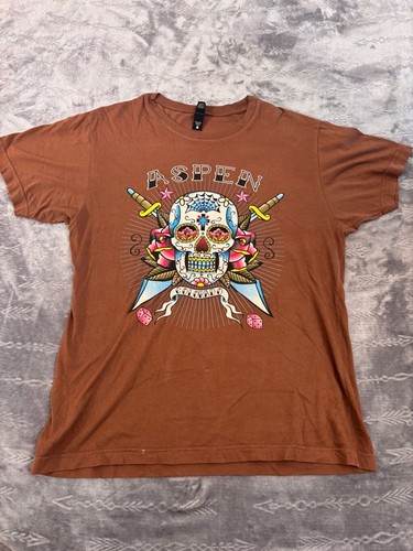 Alternative T-shirt Men's L Brown Aspen Colorado Skull - Picture 2 of 13