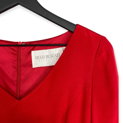 Mini abito donna Hugo Buscati 100% seta vintage anni 90 4 maniche lunghe rosso - Foto 5 di 10
