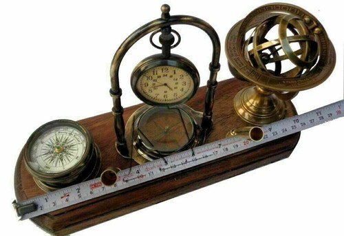 Bolígrafo Náutico Antiguo Latón Brújula Diseño Armilar Mesa Escritorio Regalo - Imagen 4 de 8