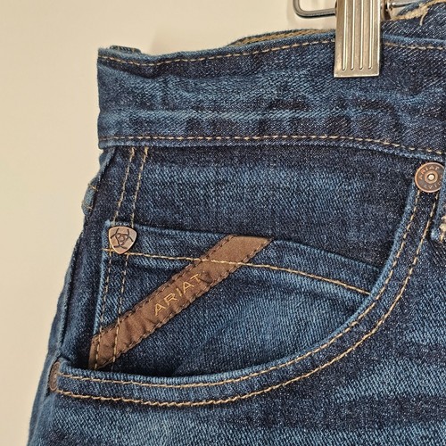 Ariat M5 Legacy Straight Fit Denim Jeans Distressed Dark Wash Men Blue 40x30 - Picture 21 of 24