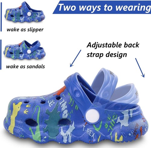 Blue Toddler Baya Clogs Children Indoor Outdoor Beach Pool Shower Slip-On Shoes - Picture 2 of 5