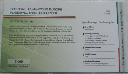Fußball-Europameisterschaft Italien 1980-Prestige-Ausgabe-Blister+Zertifikat-OVP - Bild 4 von 4