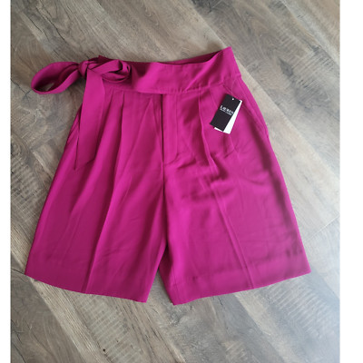 Lauren Ralph Lauren Black Label Pink Belted Dressy Shorts 10 NEW Fuchsia Berry