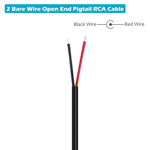2 Pack 11" Bare Wire Cables to RCA Plugs Adapter for Speakers Amplifier - Picture 3 of 4
