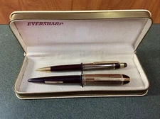 Eversharp Fountain Pen And Repeater Pencil Set in Box 14k Gold Tip Maroon