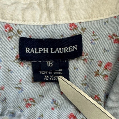 Ralph Lauren Girls Floral Sleeveless Romper Shorts Preppy Light Blue Size 16 - Picture 6 of 14