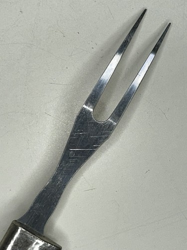 Vtg Serving Carving Fork Brown Swirl Marble-Look Plastic Handle 10” Stainless - Picture 10 of 18