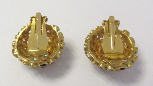 PENDIENTES VINTAGE AÑOS 60 70 MOD METAL DORADO ESMALTE NEGRO EXCELENTE ESTADO - Imagen 3 de 8