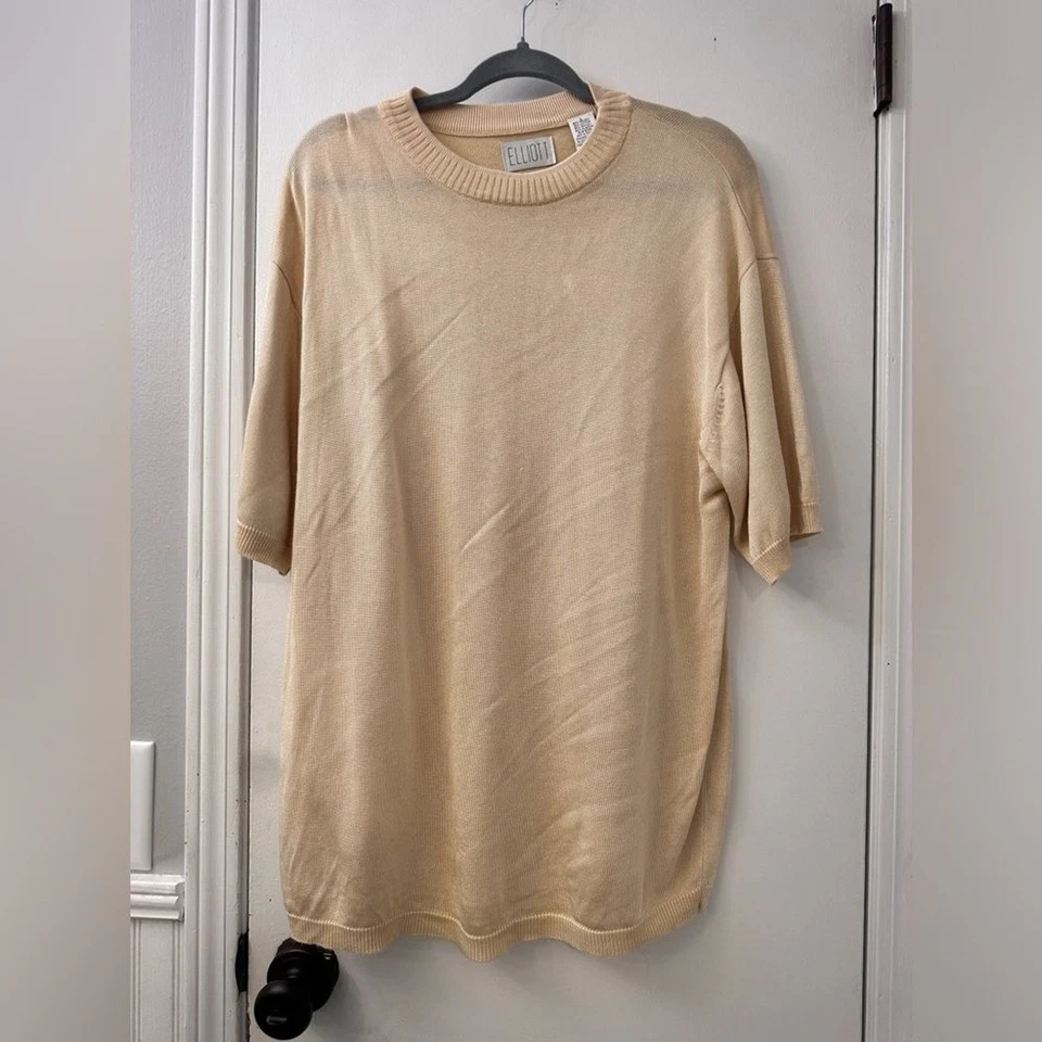 Camisa de vestir para hombre Elliott beige mezcla de rayón-algodón L - brillo ligero Foto 3 de 4