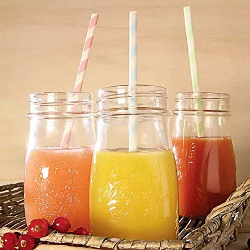 100PCS Biodegradable Paper Straws Bulk, Assorted Rainbow Colors Striped Drinking - Picture 6 of 6
