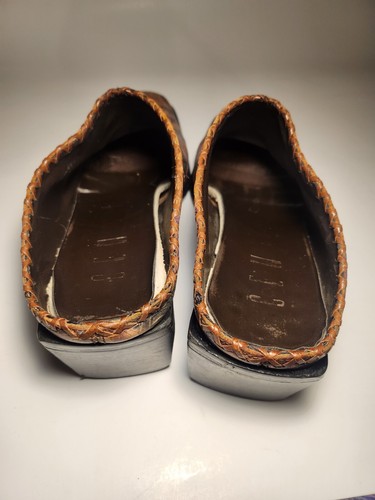 Vintage CEM braun Blumenmuster Leder Slipper Pantoletten Clogs Größe 6 - Bild 3 von 7