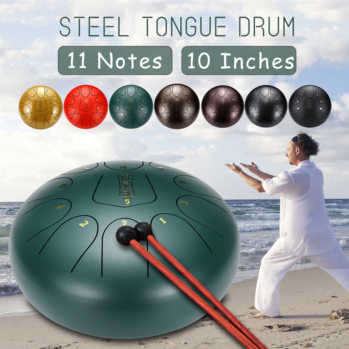 KIT 10''STEEL 11TONE HANDPAN TAMBURO TONGUE DRUM PERCUSSIONE CON CUSTODIA BORSA KIT 10''STEEL 11TONE HANDPAN TAMBURO TONGUE DRUM PERCUSSIONE CON CUSTODIA BORSA