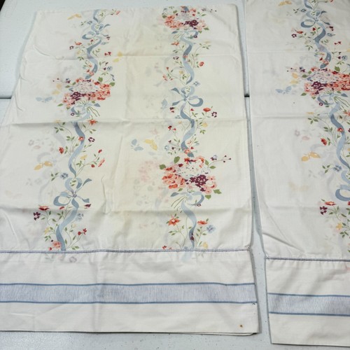 vintage jcpenney pillowcase standard pair blue butterfly floral cotton blend - Picture 4 of 14