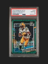 Dontayvion Wicks 2023 Optic #249 Green Velocity RC PSA 10 Packers Rookie