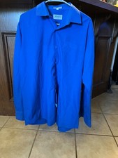 Berlioni Italy Mens Blue Button Up Dress Shirt Size XL 17-17 1/2, 36/37