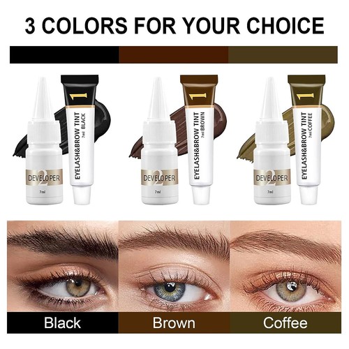 EYEBROW EYELASH EYE LASH BROW TINT Full Kit Dye Cream Long Lasting Brown/Black - Picture 4 of 15