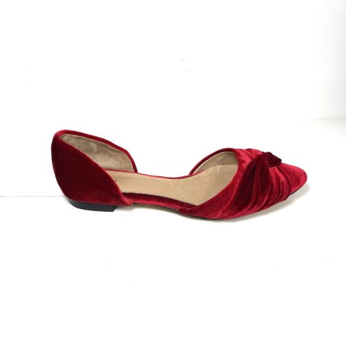 J. Jill Shoes Women’s Size 9 Red D’Orsay Flats Pointed Toe Slip On Velvet EUC - Picture 3 of 12