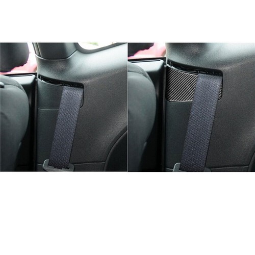 3Pcs Safety Belt Trim Cover Decor Carbon Fiber For Dodge Challenger 2015-2020 - Foto 4 di 11