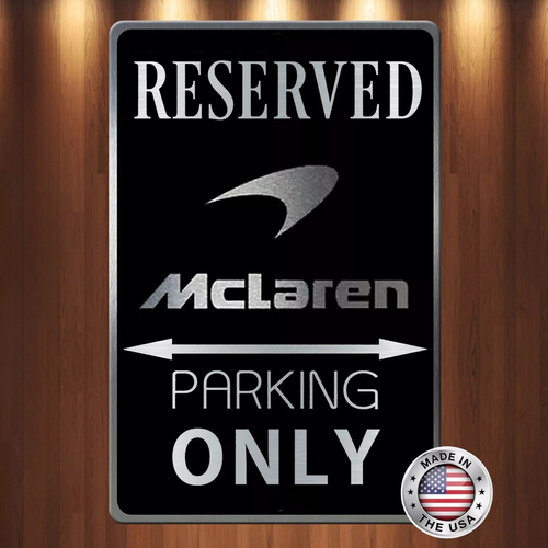 Letrero Mclaren negro sobre aluminio grabado cepillado solo estacionamiento 8" x 12" ¡MIRA! - Imagen 4 de 5